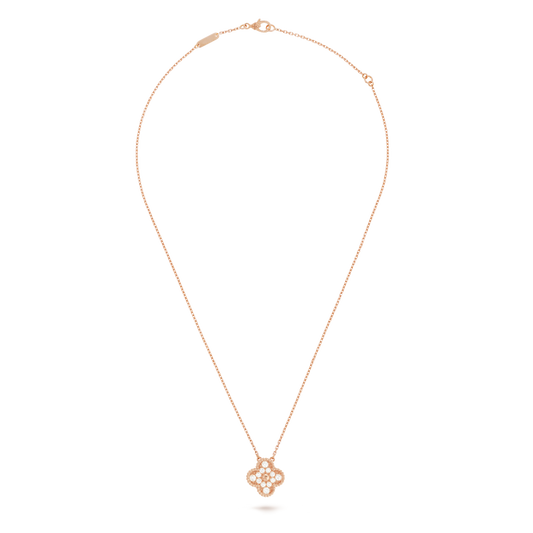 18K Rose Gold Sweet Alhambra Diamond Necklace