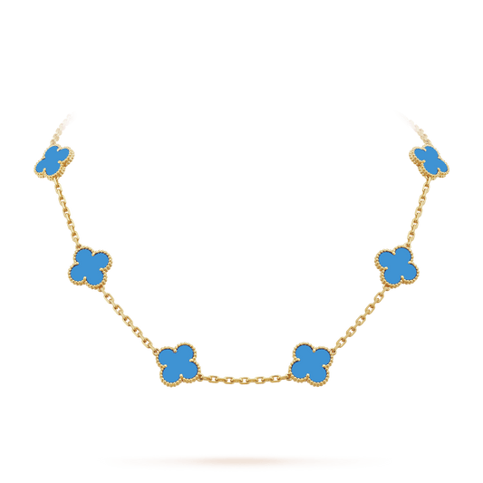 18K Vintage Alhambra Agate 10 Motifs Necklace