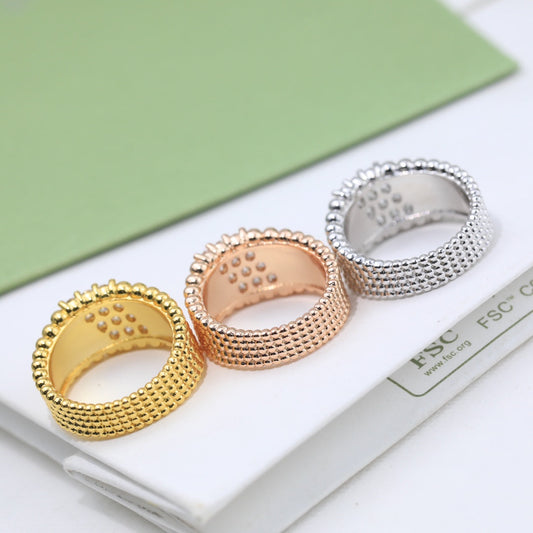 18K Perl̩e Diamonds Five Rows Ring