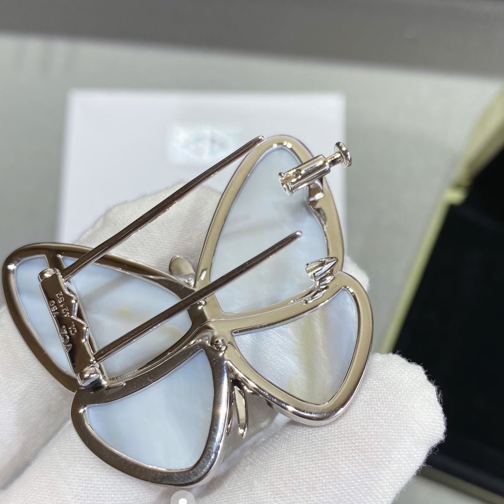 18K Grey Fritillary Butterfly Brooch