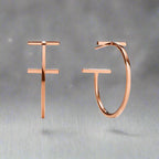 18K T Hoop Earrings