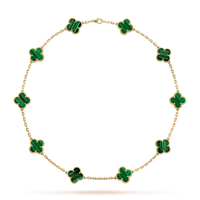 18K Vintage Alhambra Malachite 10 Motifs Necklace