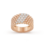 18K Perl̩e Diamonds Five Rows Ring
