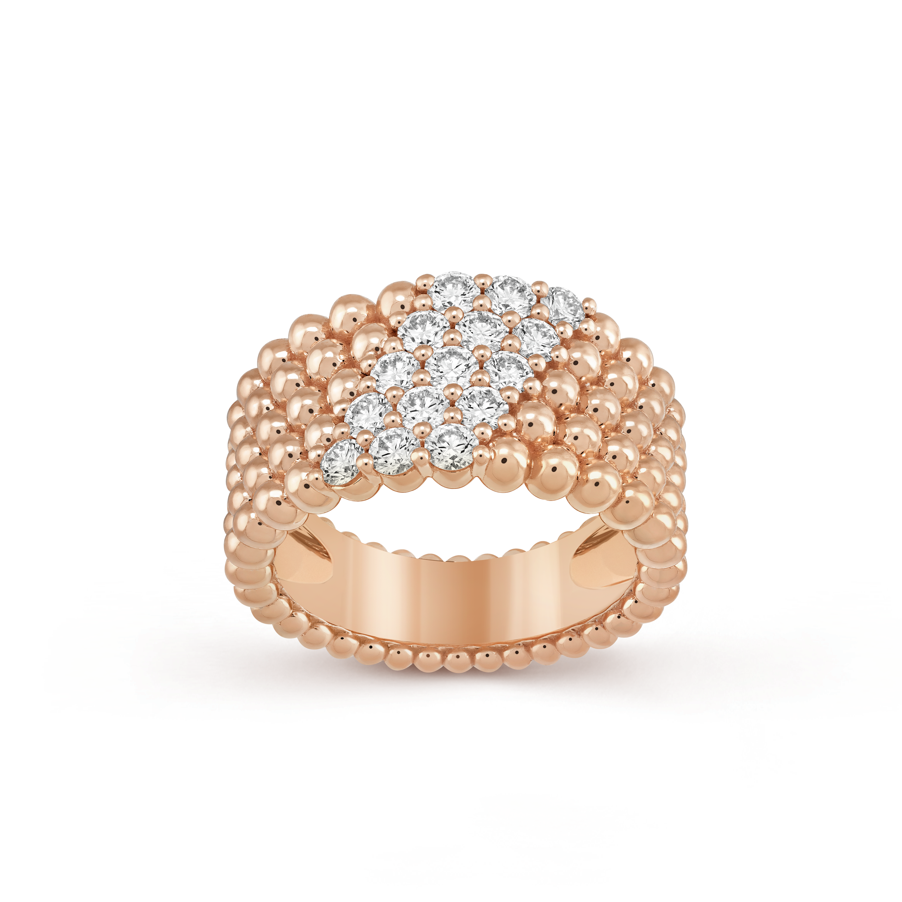 18K Perl̩e Diamonds Five Rows Ring