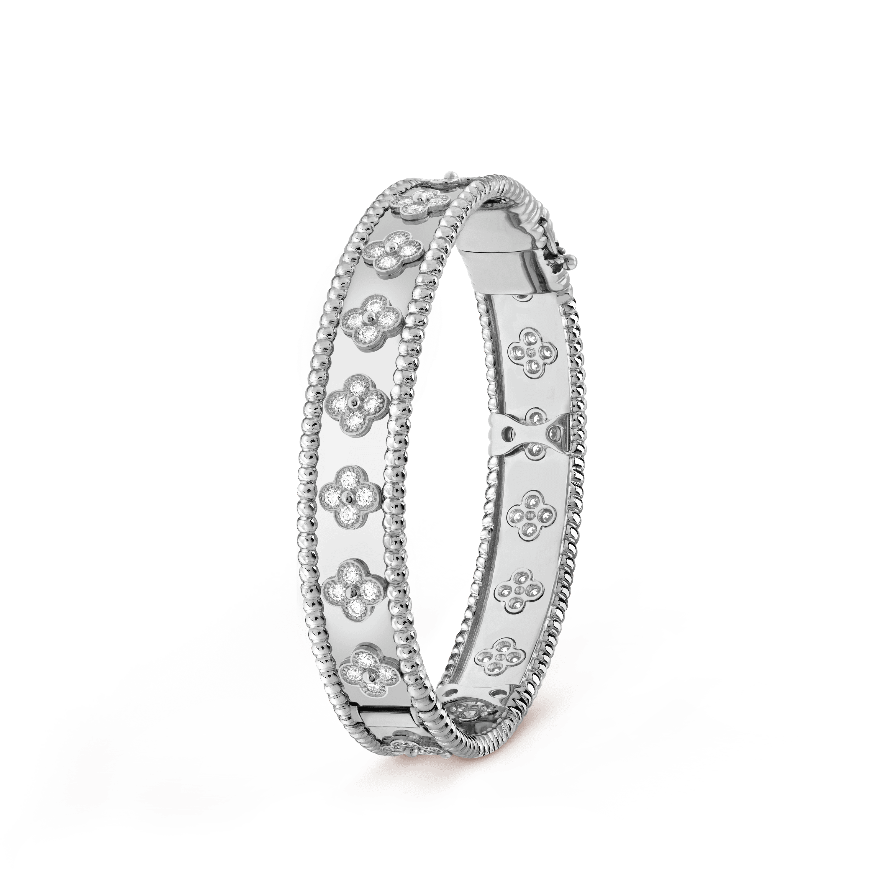 18K White Gold Perl̩e Clovers Bracelet