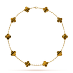 18K Vintage Alhambra Tiger Eye 10 Motifs Necklace