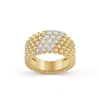 18K Perl̩e Diamonds Five Rows Ring