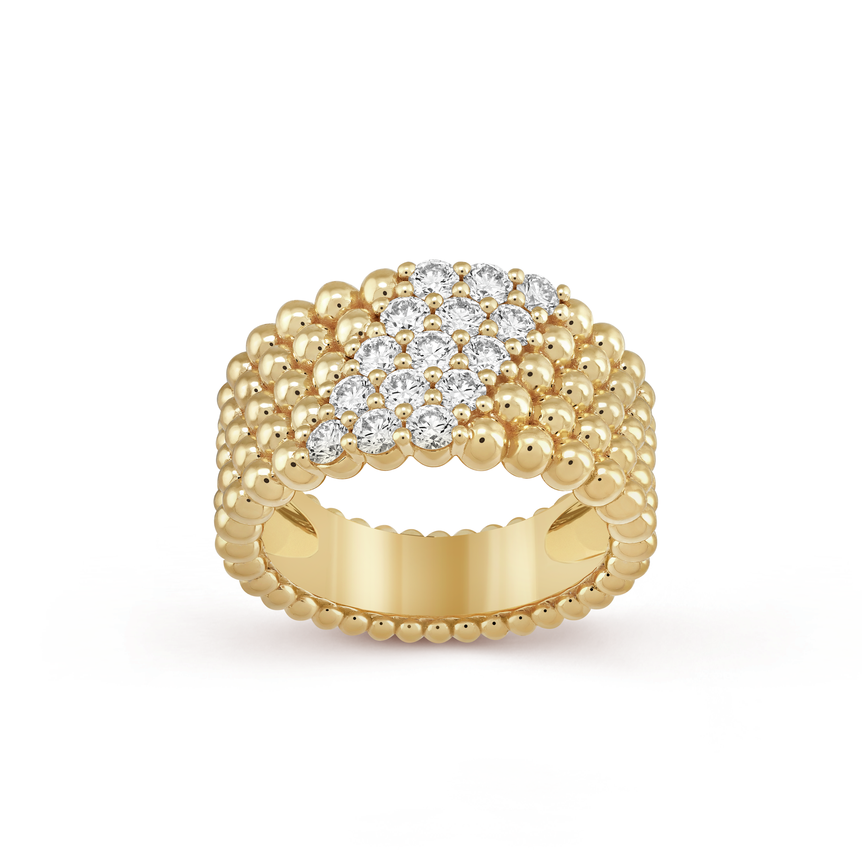 18K Perl̩e Diamonds Five Rows Ring