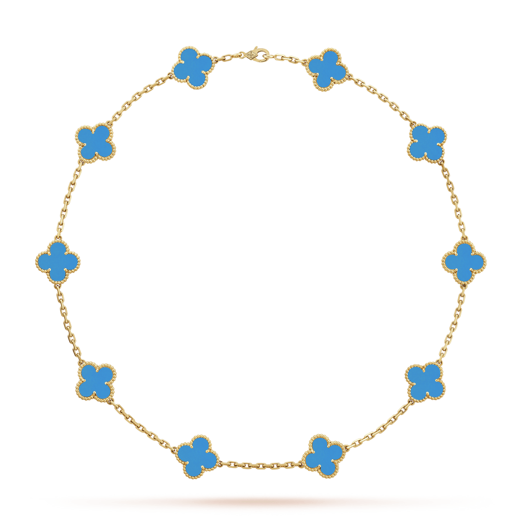 18K Vintage Alhambra Agate 10 Motifs Necklace