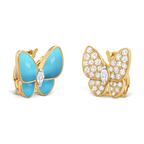 18K Two Butterfly Turquoise Earrings