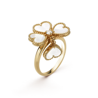 18K Sweet Alhambra Effeuillage Pearls Ring