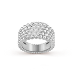 18K Perl̩e Diamonds Five Rows Ring