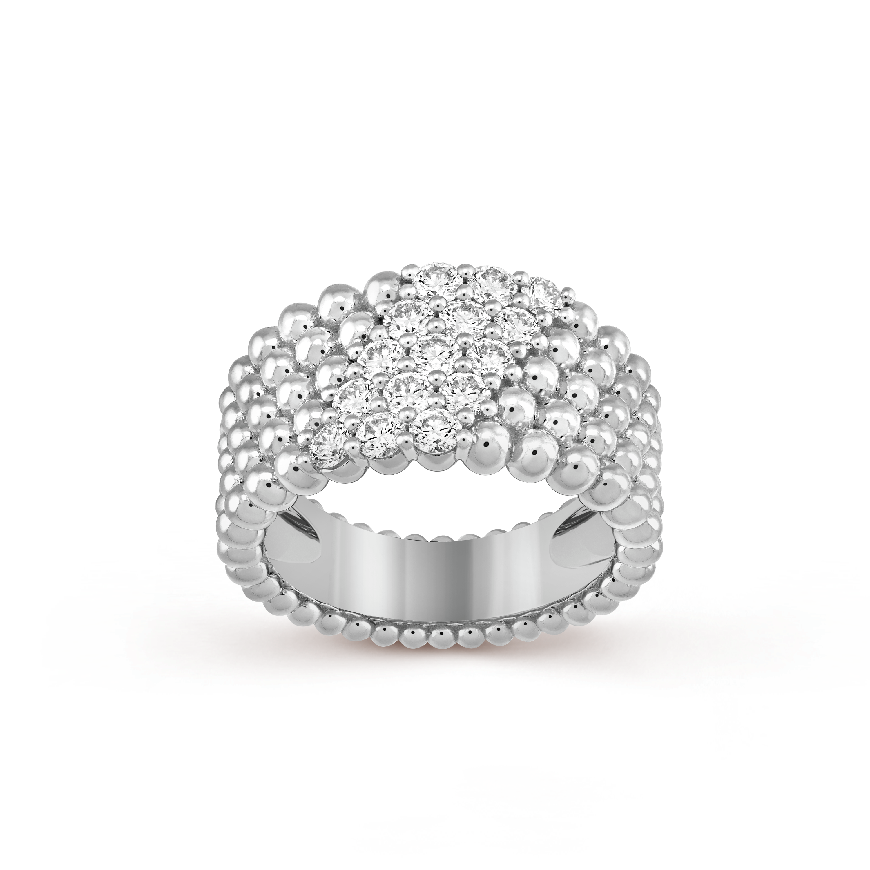 18K Perl̩e Diamonds Five Rows Ring