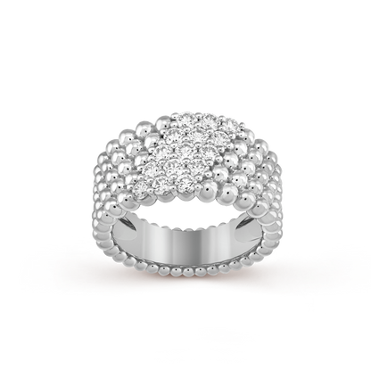 18K Perl̩e Diamonds Five Rows Ring