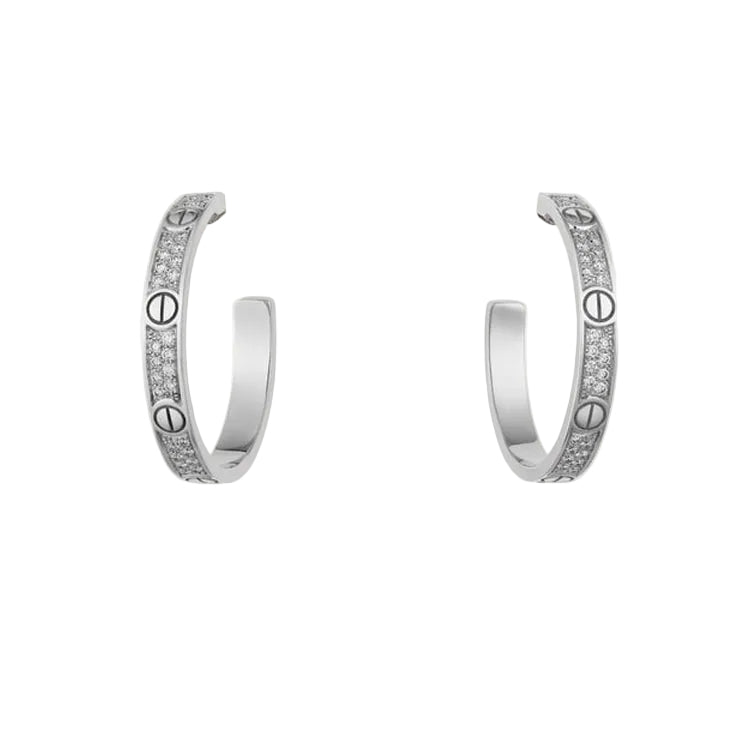 18k Love Pave Diamonds Earrings