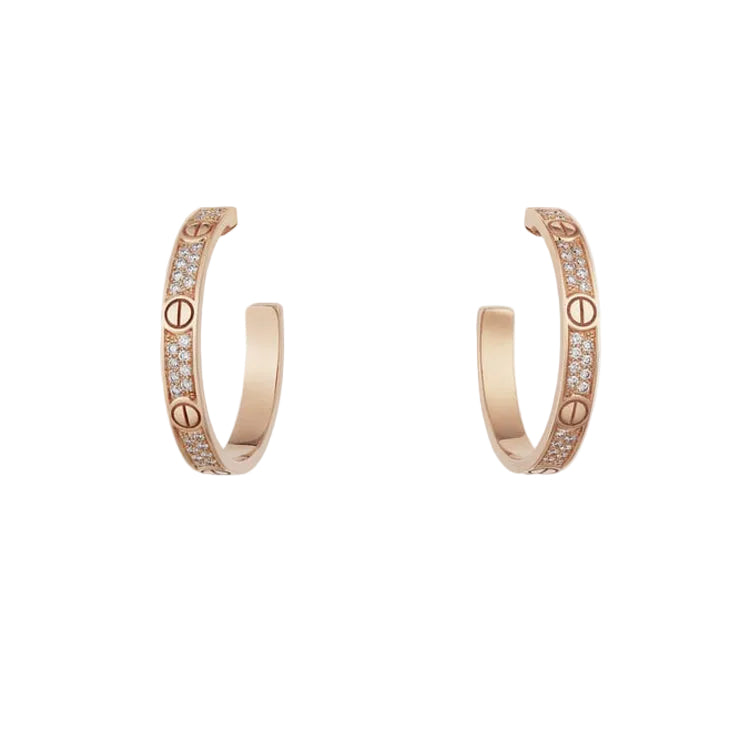 18k Love Pave Diamonds Earrings