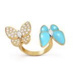18K Two Butterfly Between the Finger Turquoise Ring