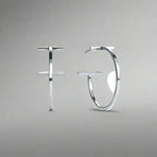 18K T Hoop Earrings