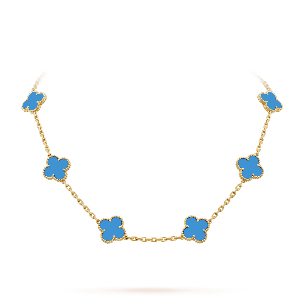 18K Vintage Alhambra Agate 10 Motifs Necklace