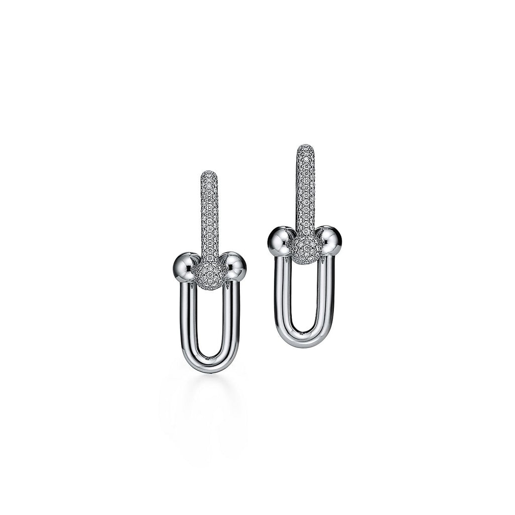 18K T HardWear Large Link Diamonds Earrings