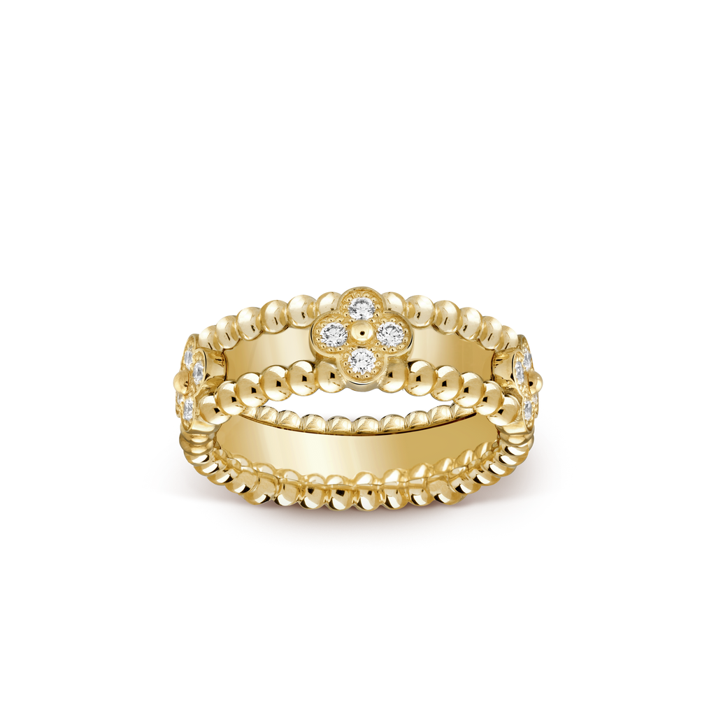 18K Perl̩e Clovers Ring