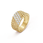 18K Perl̩e Diamonds Five Rows Ring