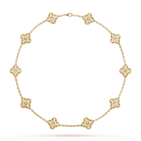 18K Vintage Alhambra Diamonds 10 Motifs Necklace