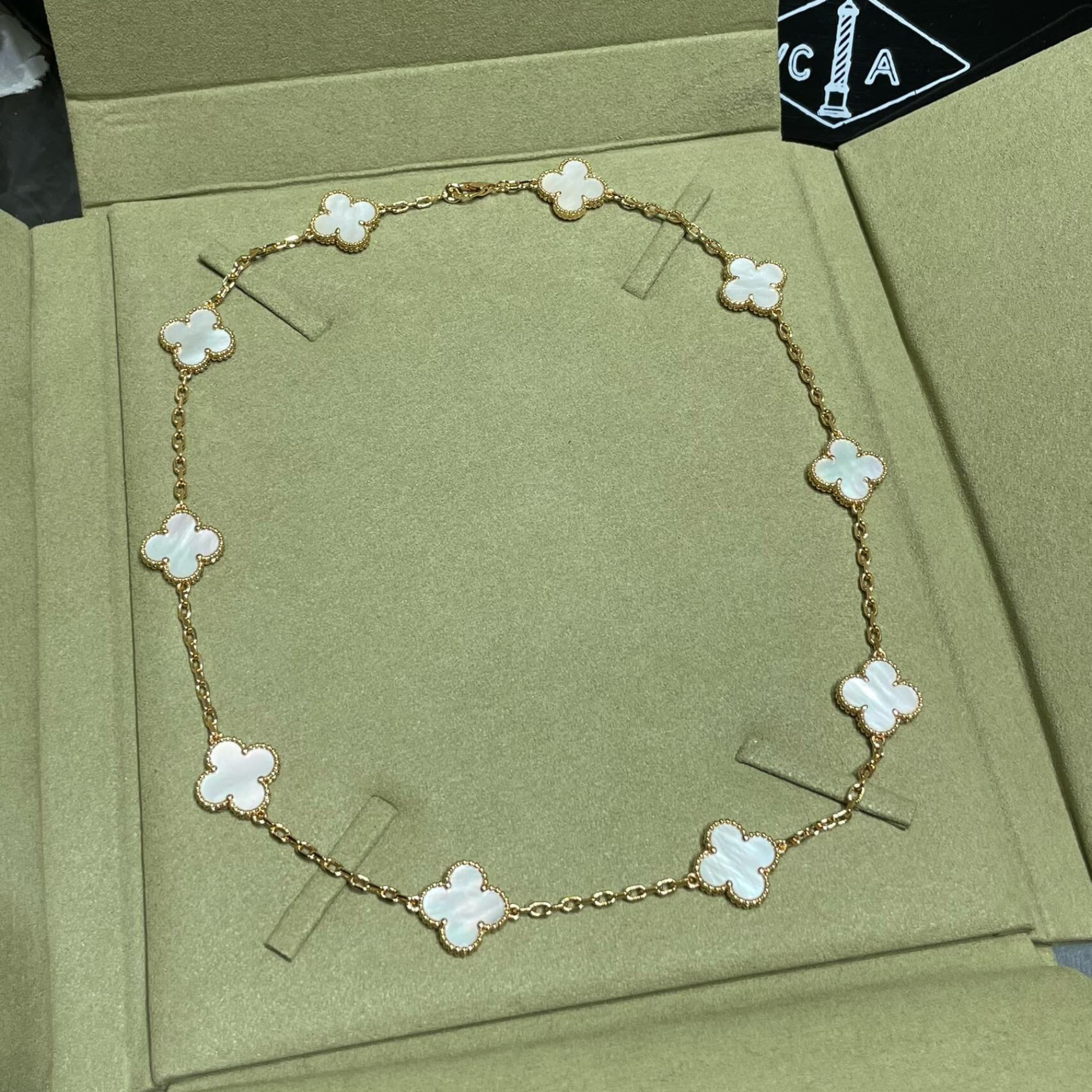 18K Vintage Alhambra Pearl 10 Motifs Necklace