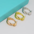 18K Rose Gold T Knot Double Row Ring