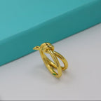 18K Yellow Gold Knot Double Row Ring