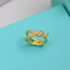 18K Yellow Gold Knot Double Row Diamonds Ring