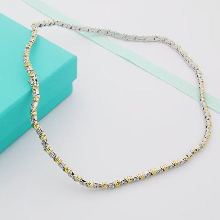 18K T Schlumberger Eighteen Stone Choker Necklace