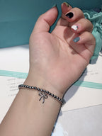 18K T Bow Charm Bead Bracelet