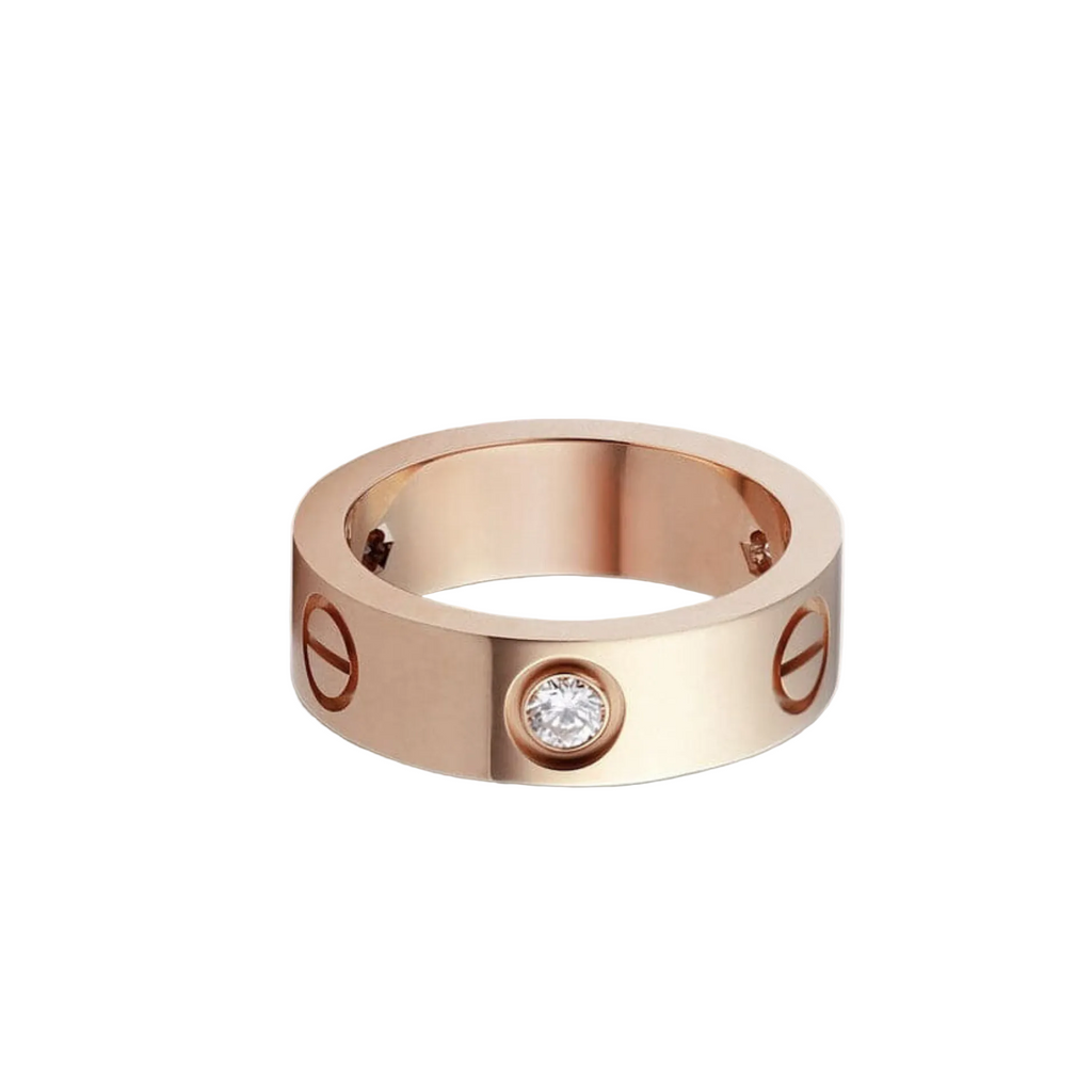 18K Love Wedding Three Diamonds Ring