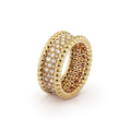 18K Perl̩e Diamonds 3 Row Ring