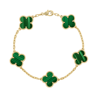 18K Vintage Alhambra Five Motifs Malachite Bracelet
