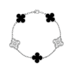 18K Vintage Alhambra Five Motifs Black Diamonds Bracelet