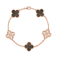 18K Vintage Alhambra Five Motifs Pearl Bracelet