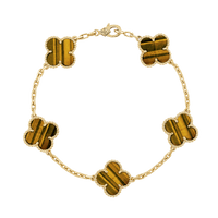 18K Vintage Alhambra Five Motifs Tiger Eye Bracelet
