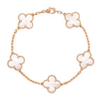 18K Vintage Alhambra Five Motifs Pearl Bracelet