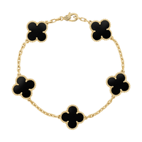 18K Vintage Alhambra Five Motifs Black Bracelet