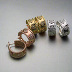 18K Perl̩e Clovers Hoop Earrings
