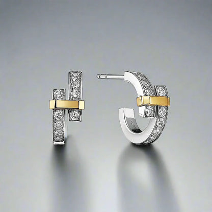 18K T Edge Hoop Earrings