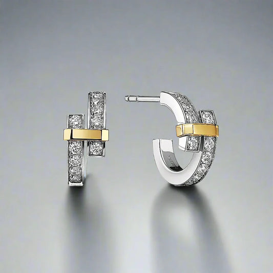 18K T Edge Hoop Earrings