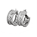 18K Perl̩e Clovers Hoop Earrings