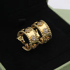 18K Perl̩e Clovers Hoop Earrings