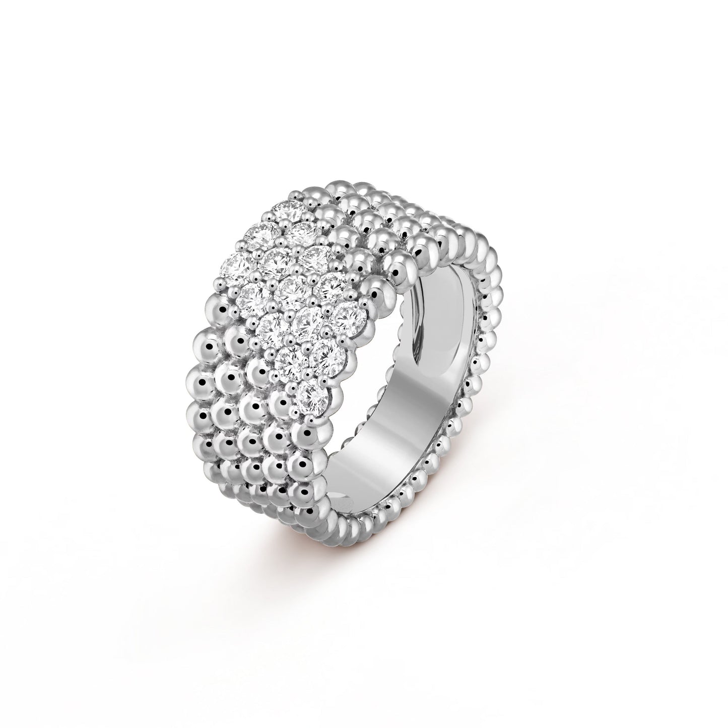 18K Perl̩e Diamonds Five Rows Ring