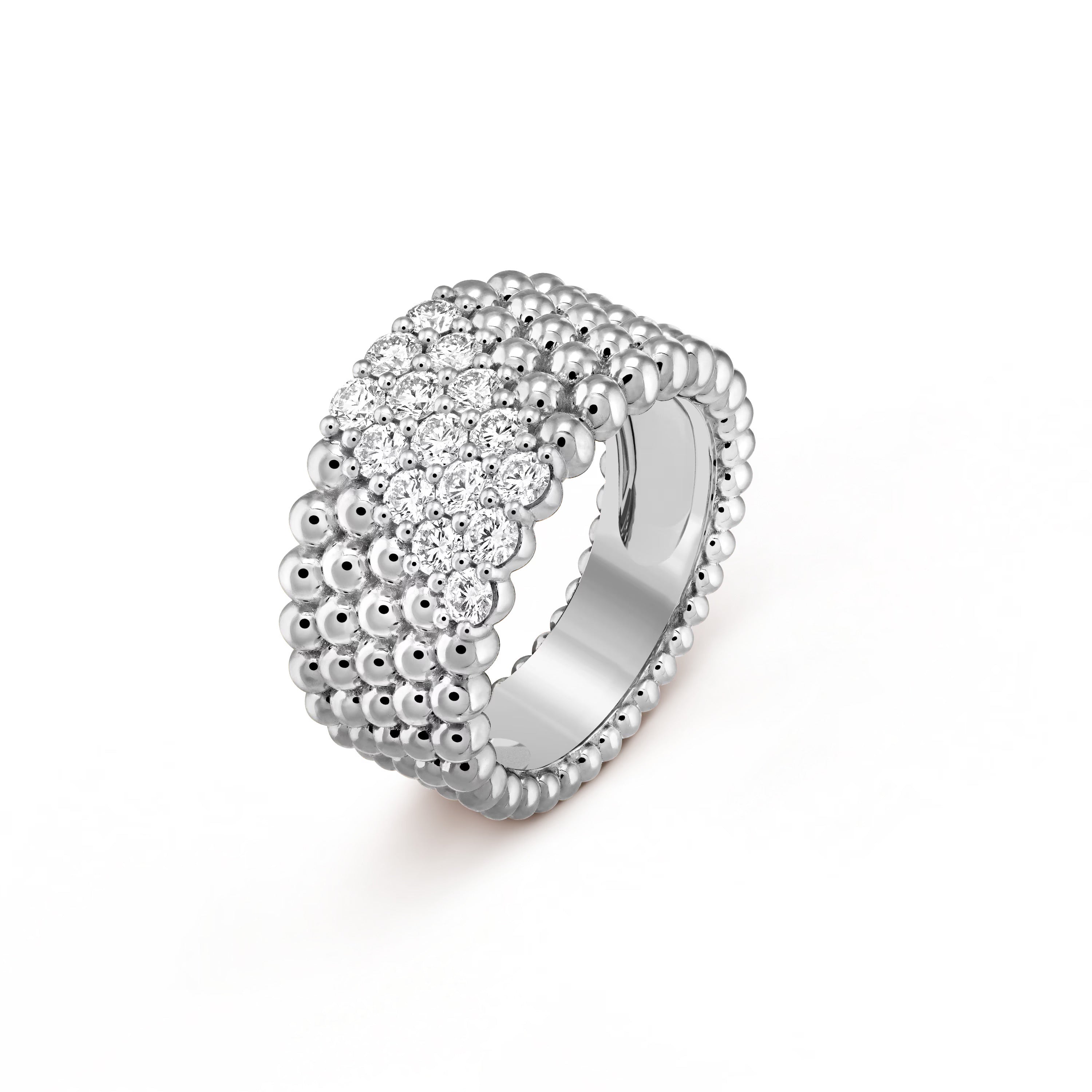 18K Perl̩e Diamonds Five Rows Ring