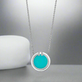 18K T Diamond & Turquoise Circle Pendant Necklace