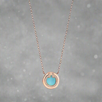 18K T Diamond & Turquoise Circle Pendant Necklace